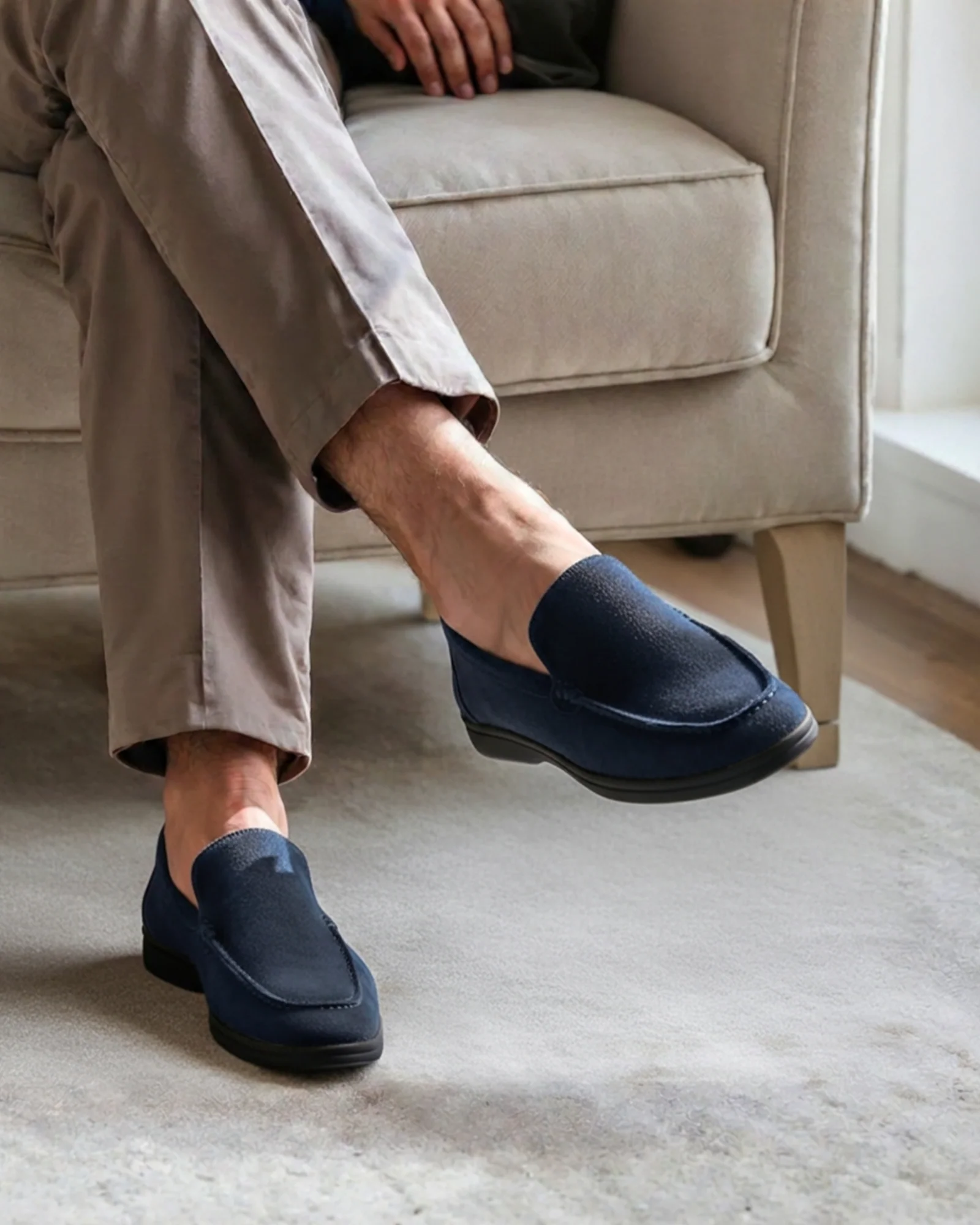 Premium Wildleder-Loafers - Schwarze Sohlen