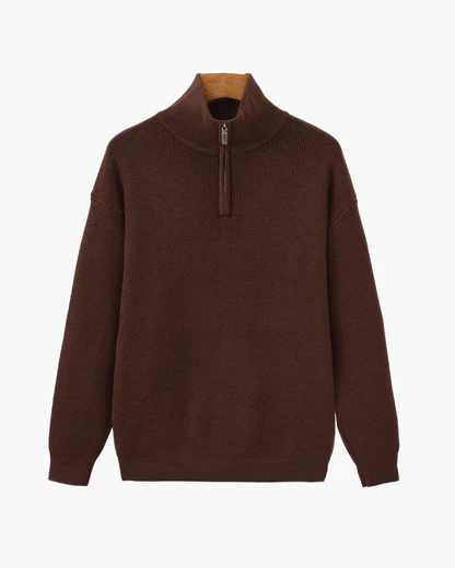 Edler Strickpullover mit Halbreißverschluss