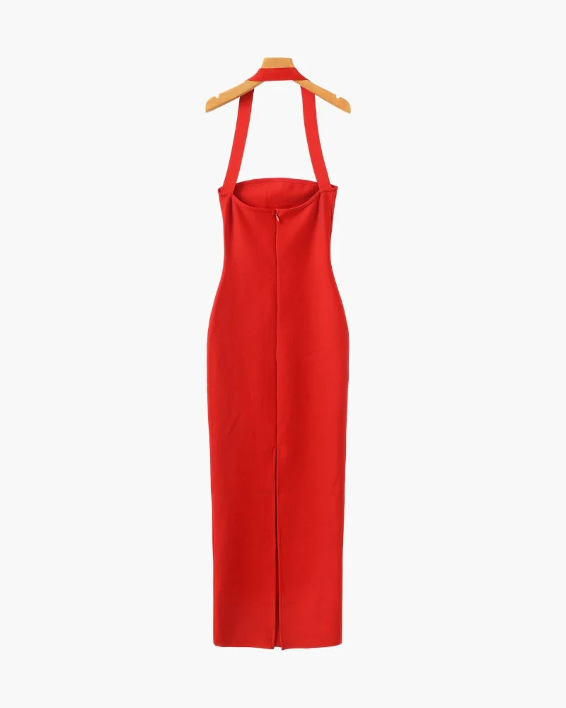 Neckholder Slim-Fit Maxikleid