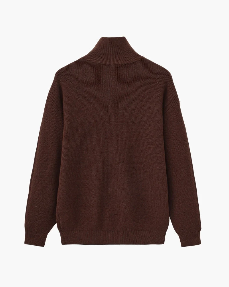 Edler Strickpullover mit Halbreißverschluss