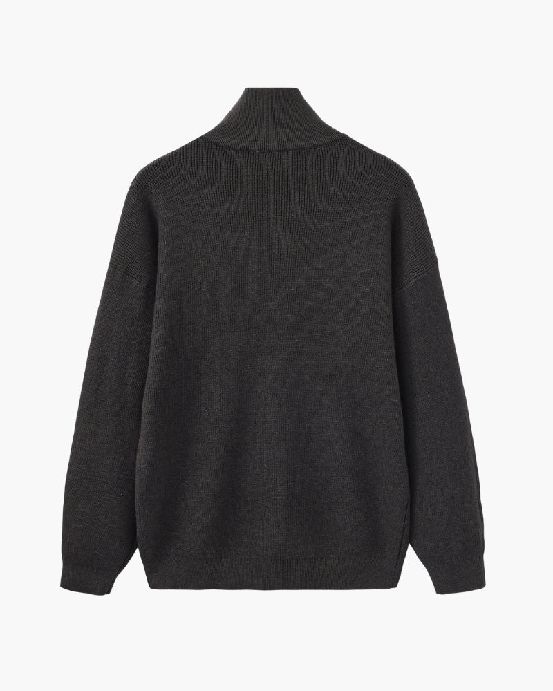 Edler Strickpullover mit Halbreißverschluss