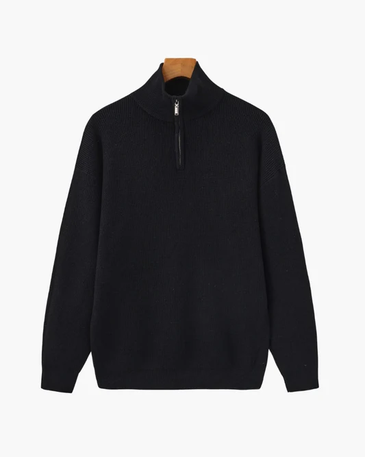 Edler Strickpullover mit Halbreißverschluss