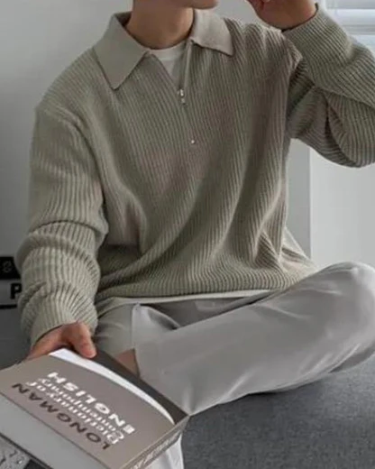 Cesare Pullover mit Halbreißverschluss