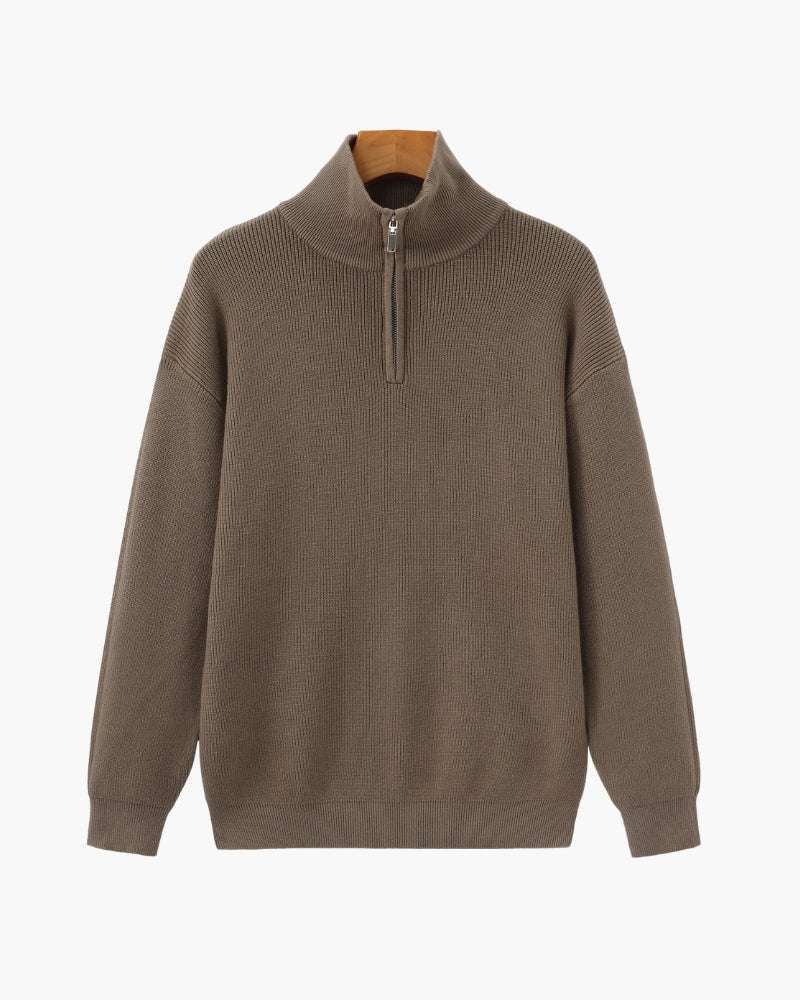 Edler Strickpullover mit Halbreißverschluss