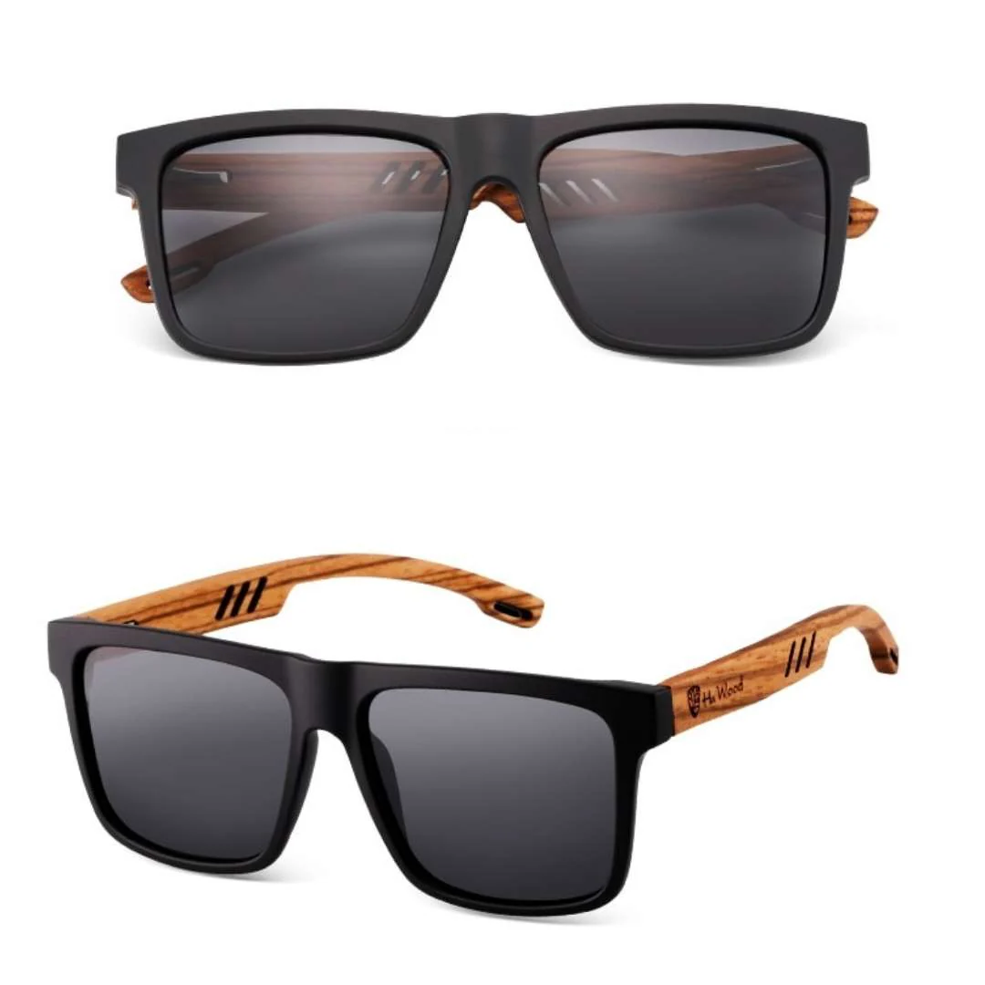 Polarisiertes Herren Holz-Sonnenbrillen mit quadratischem Design