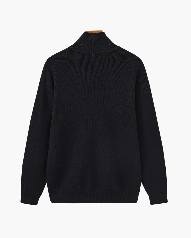 Edler Strickpullover mit Halbreißverschluss