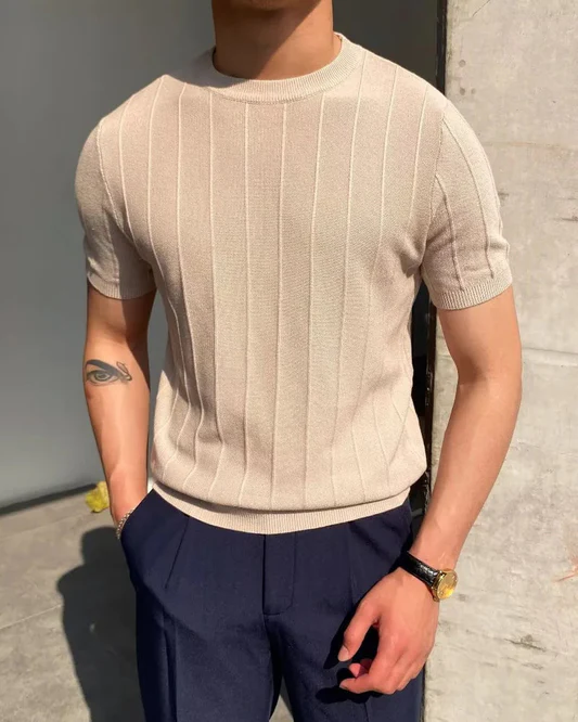 Cannes Geripptes T-Shirt