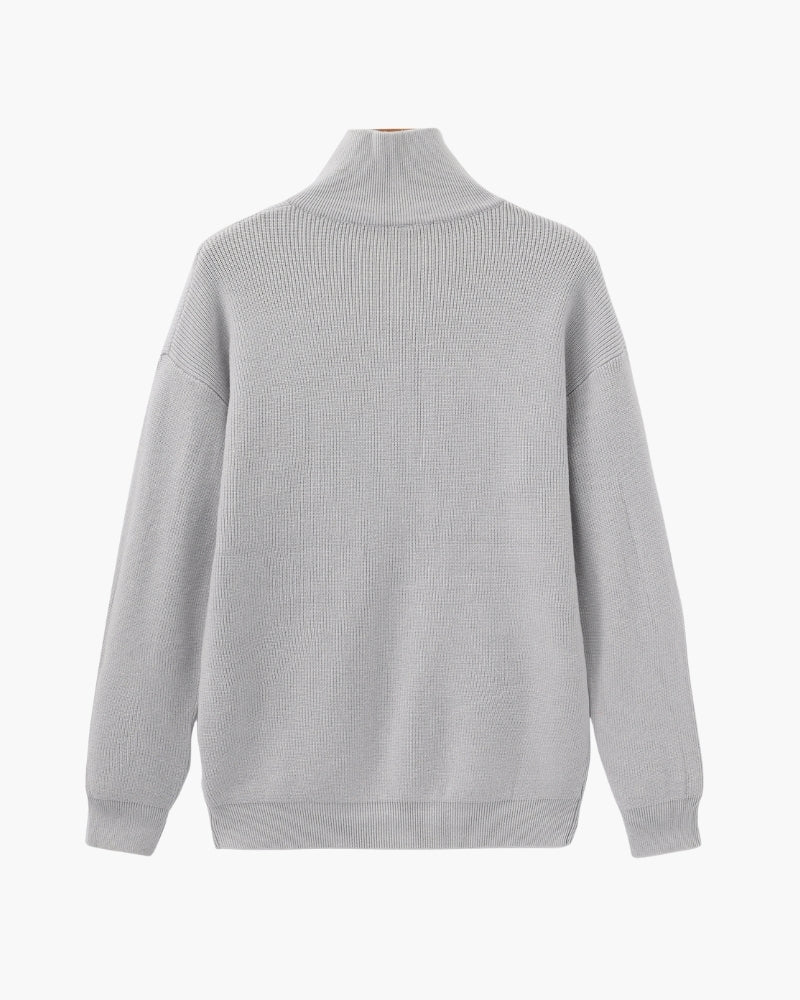 Edler Strickpullover mit Halbreißverschluss