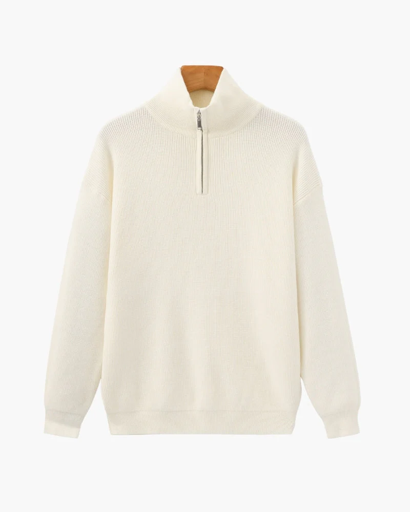 Edler Strickpullover mit Halbreißverschluss