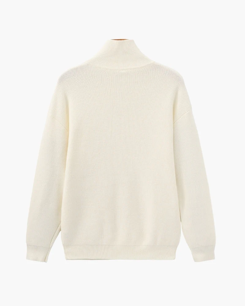 Edler Strickpullover mit Halbreißverschluss