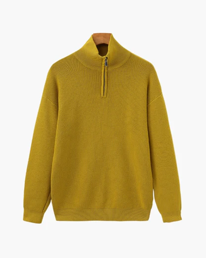 Edler Strickpullover mit Halbreißverschluss