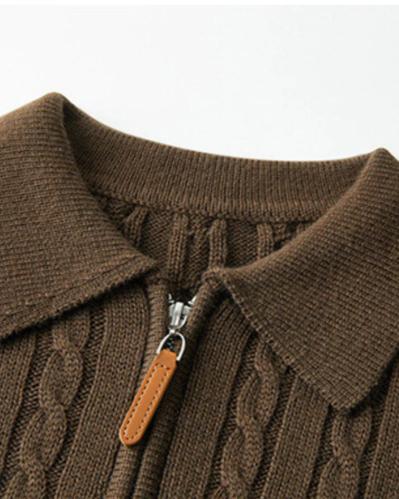 100% Premium-Wolle Zip-Up