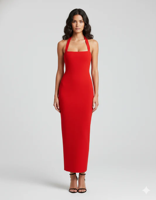 Neckholder Slim-Fit Maxikleid