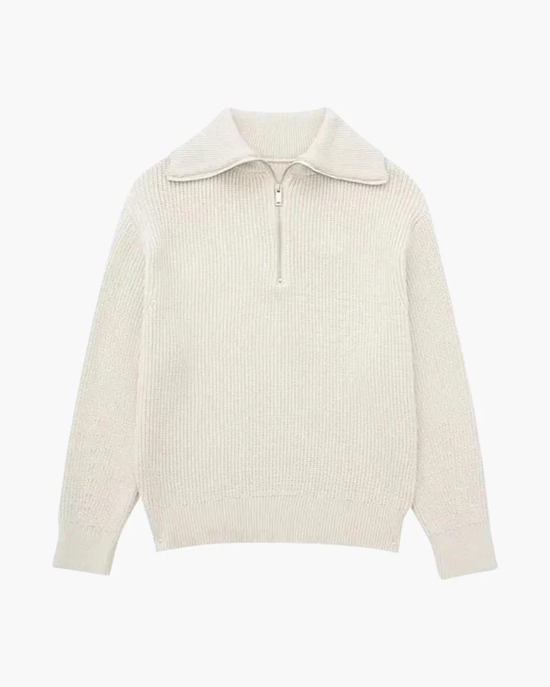 Gestreifter Zip-Up-Pullover