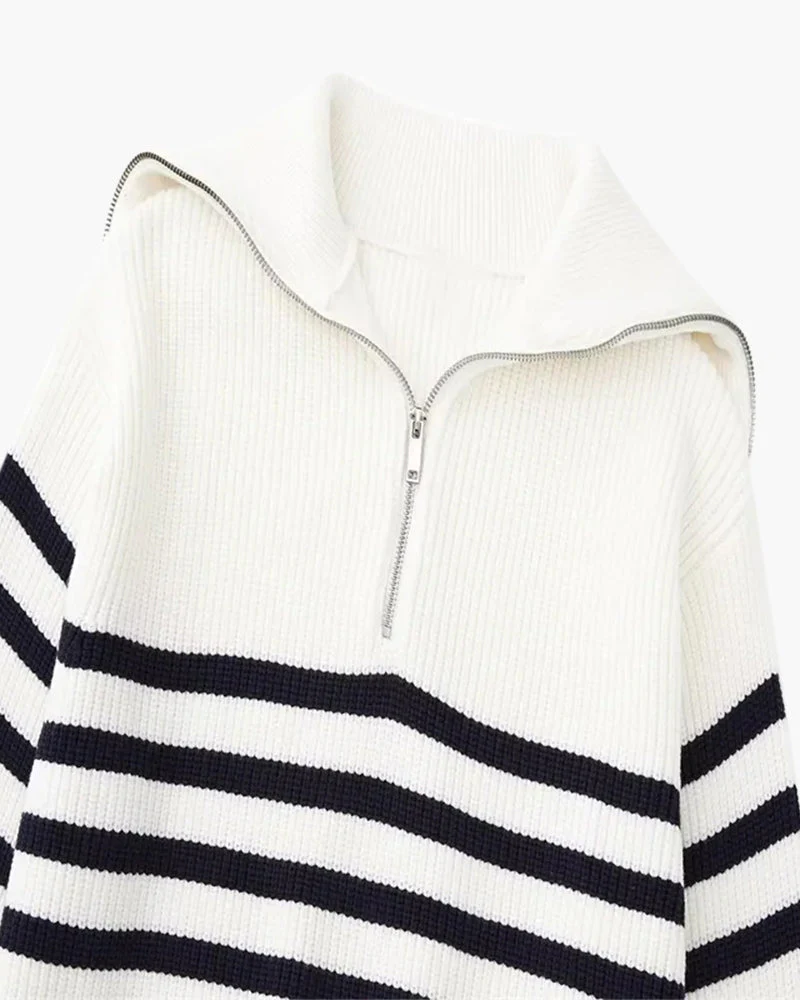 Gestreifter Zip-Up-Pullover