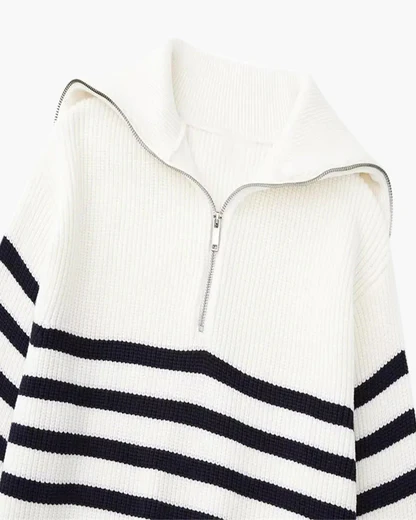 Gestreifter Zip-Up-Pullover