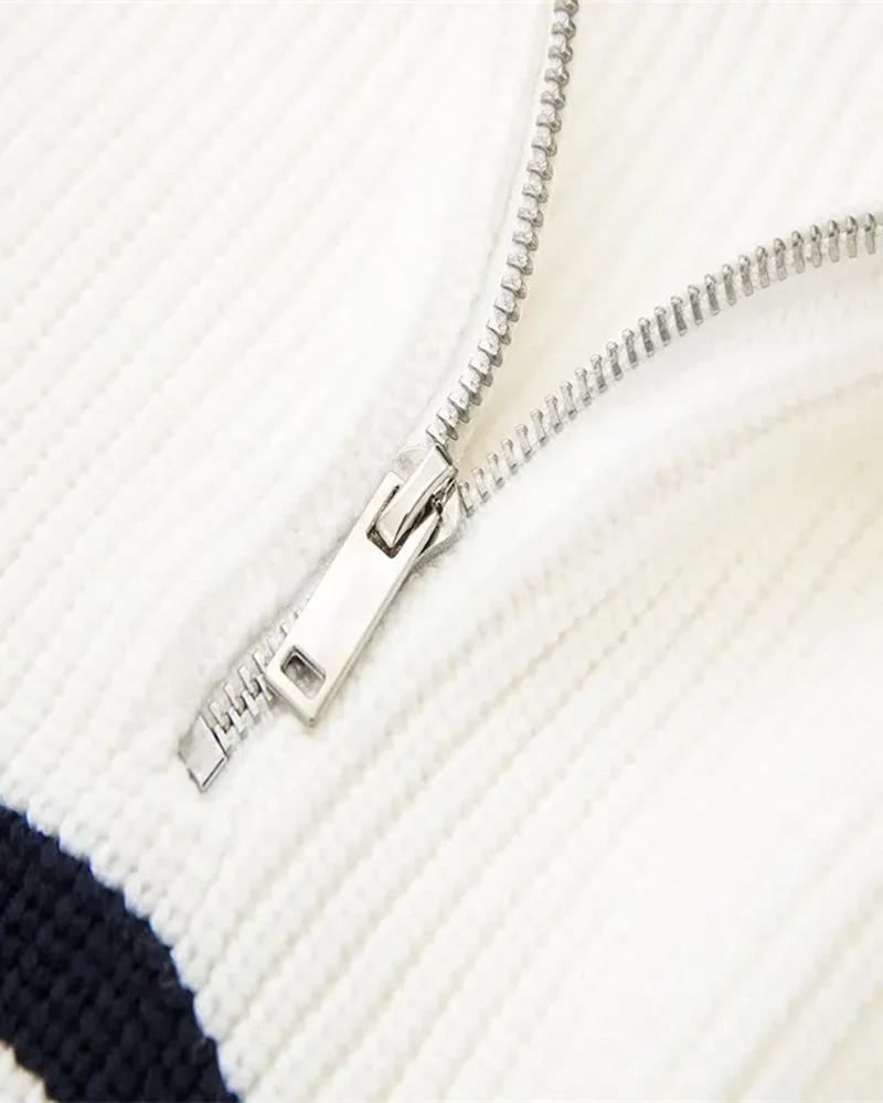 Gestreifter Zip-Up-Pullover