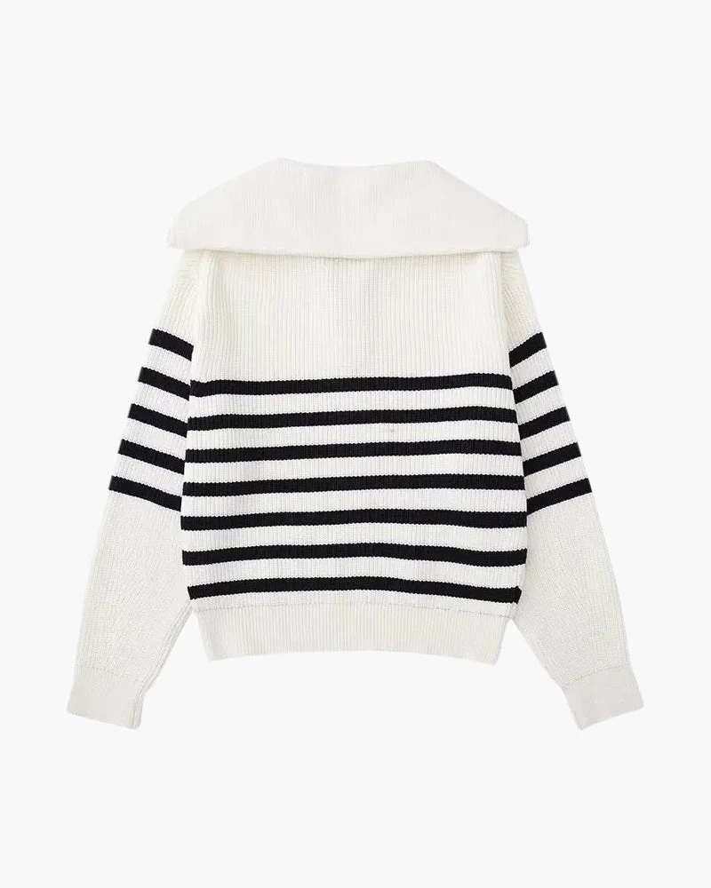 Gestreifter Zip-Up-Pullover