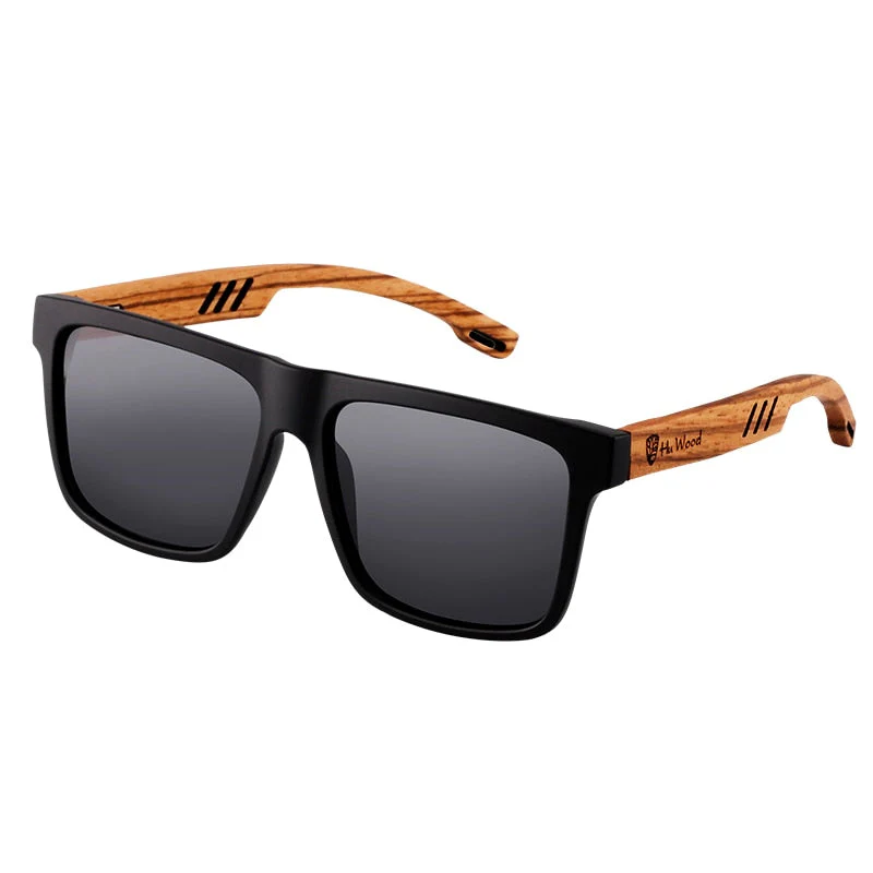 Polarisiertes Herren Holz-Sonnenbrillen mit quadratischem Design