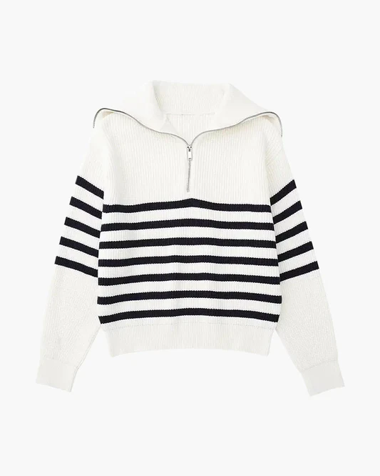 Gestreifter Zip-Up-Pullover