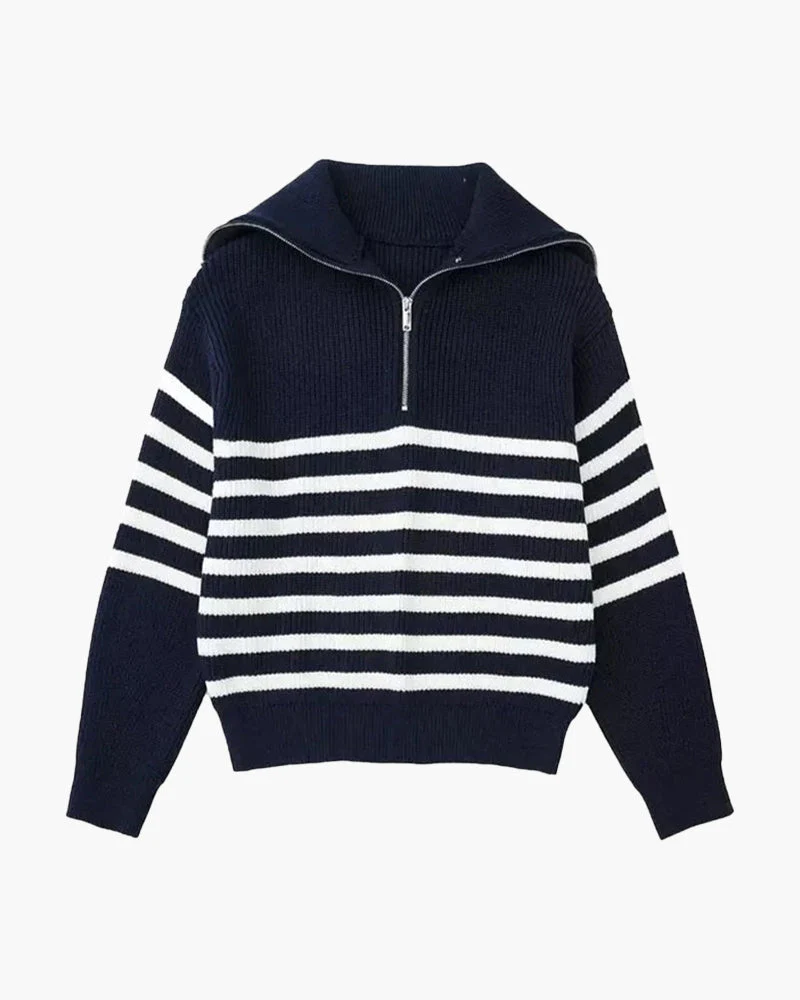 Gestreifter Zip-Up-Pullover