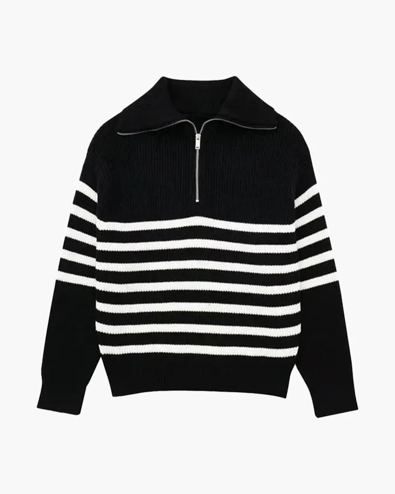 Gestreifter Zip-Up-Pullover