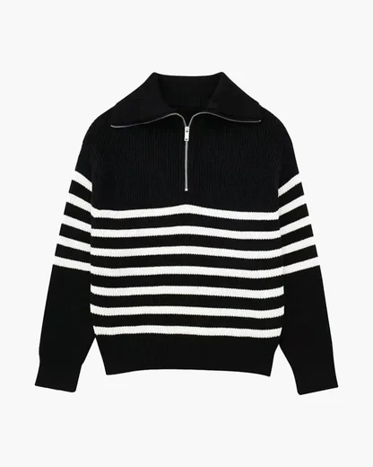 Gestreifter Zip-Up-Pullover