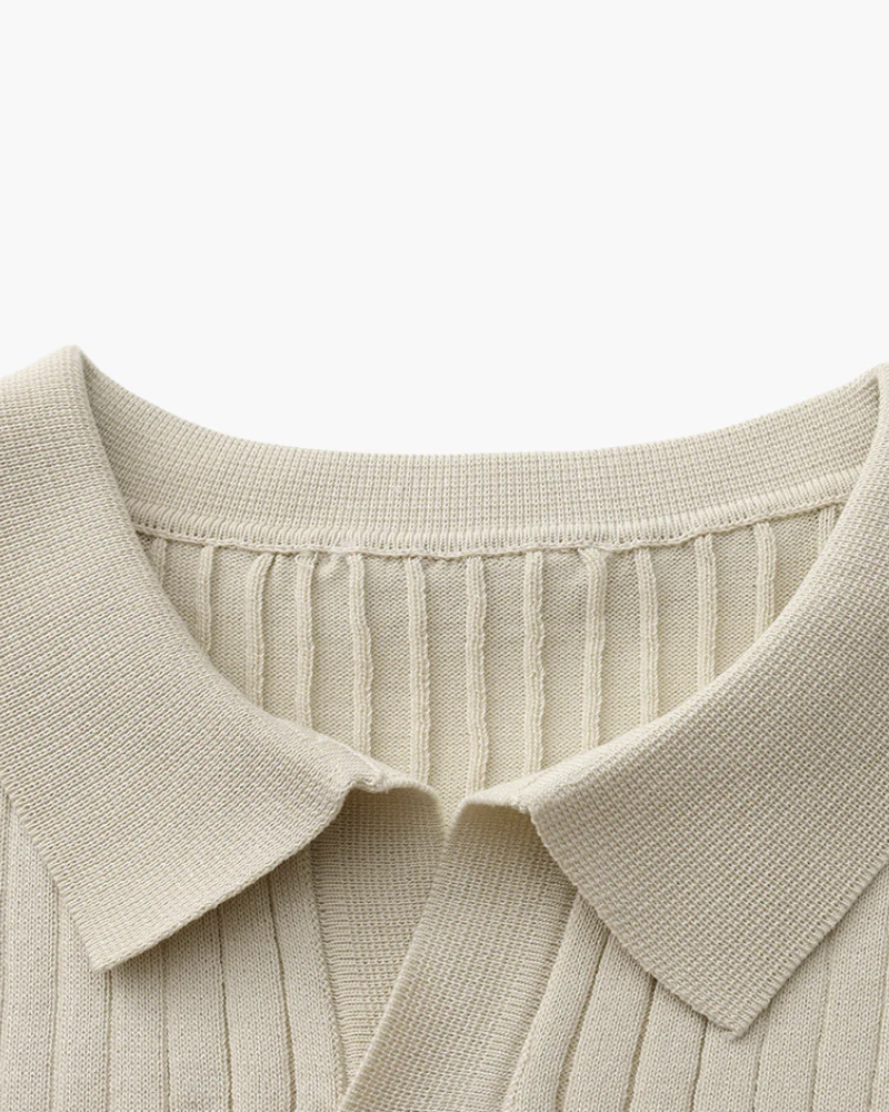 Premium Geripptes Polo