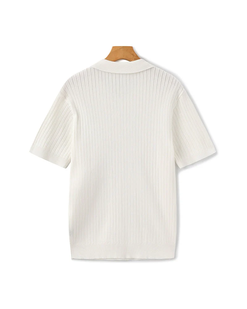 Premium Geripptes Polo