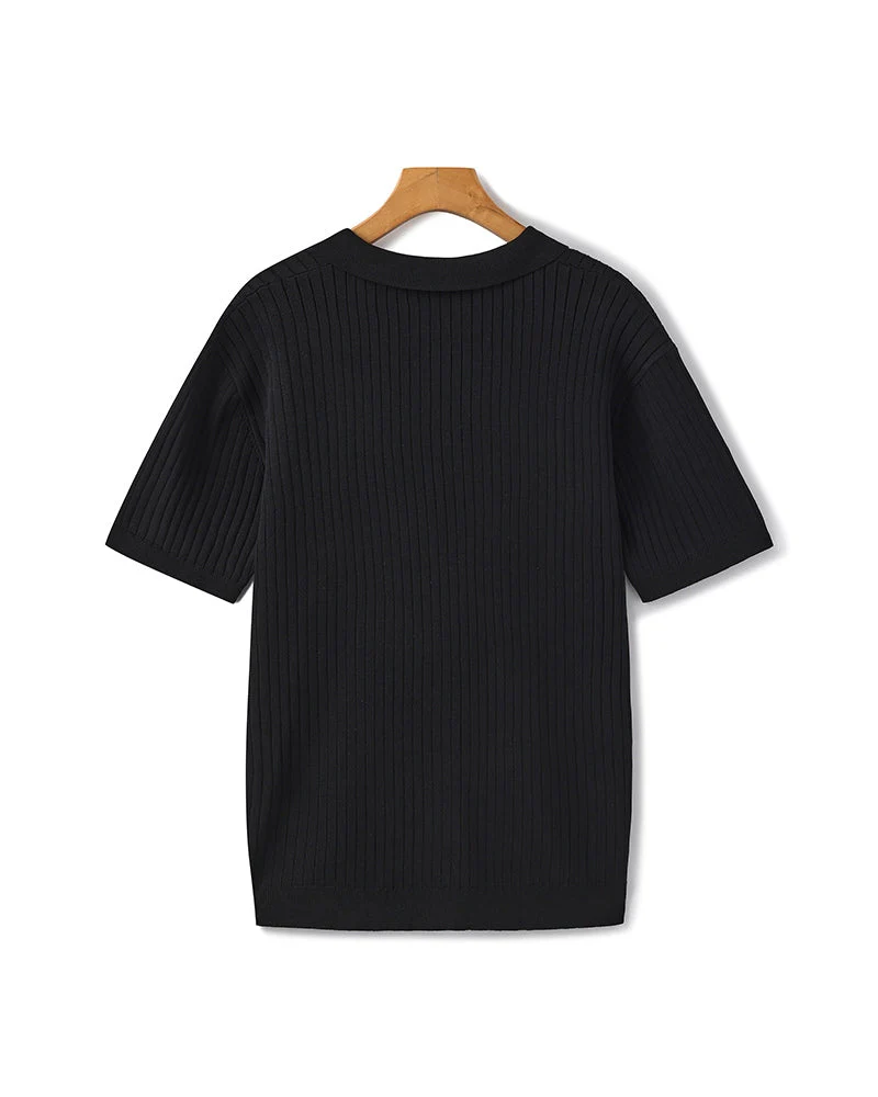 Premium Geripptes Polo