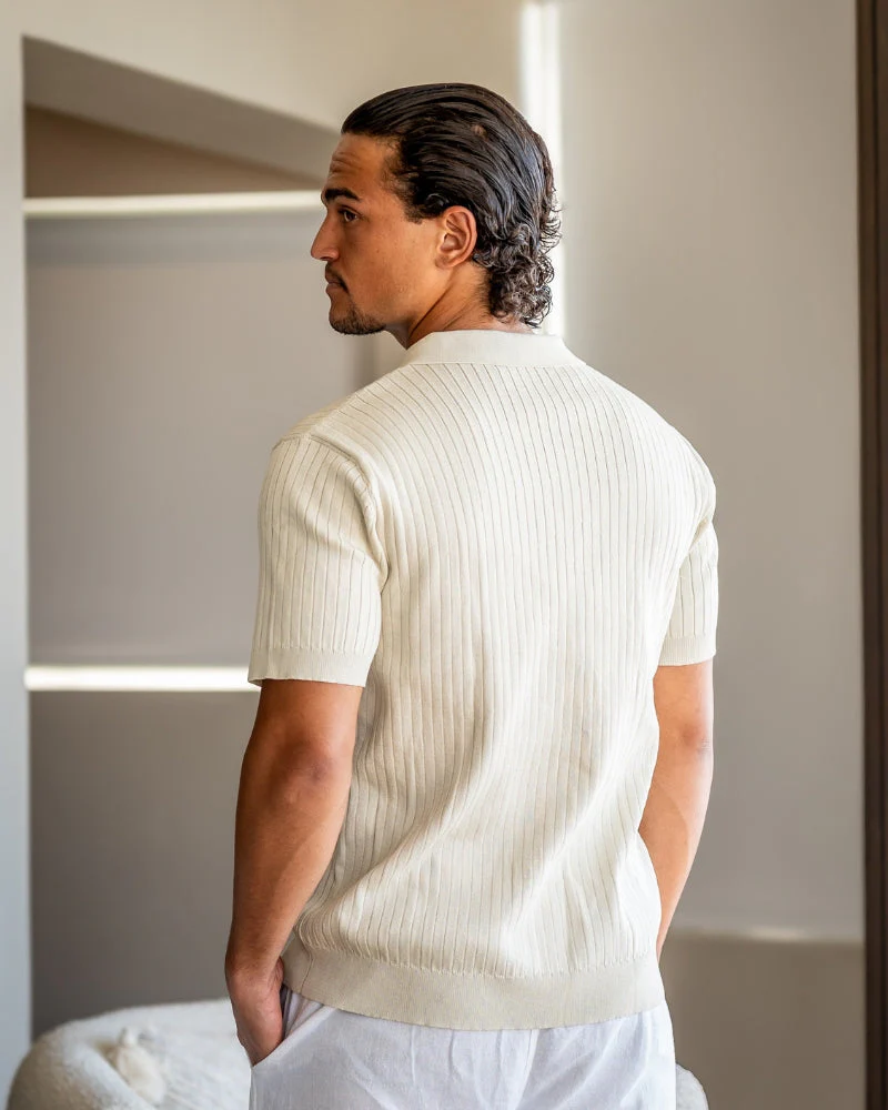 Premium Geripptes Polo