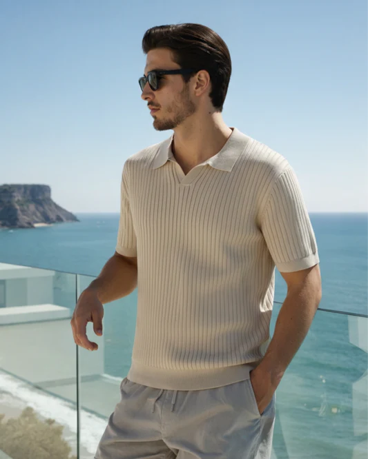 Premium Geripptes Polo